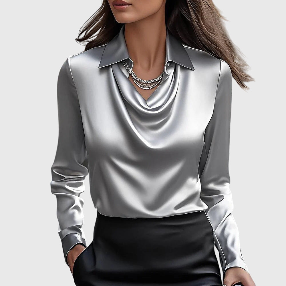 Agnès - Pleated Neckline Flowing Blouse