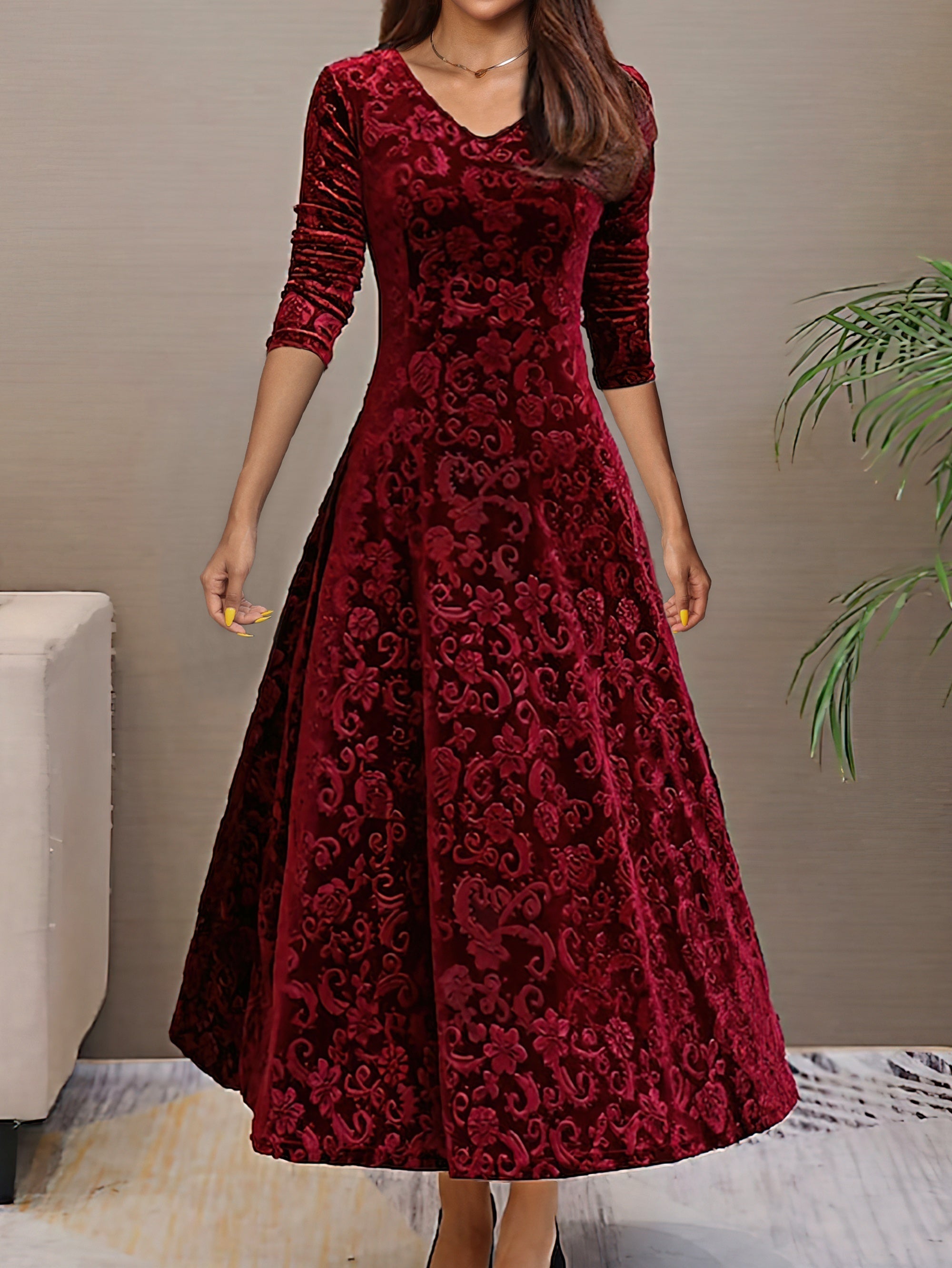 Nancy | Velvet Holiday Elegance Dress