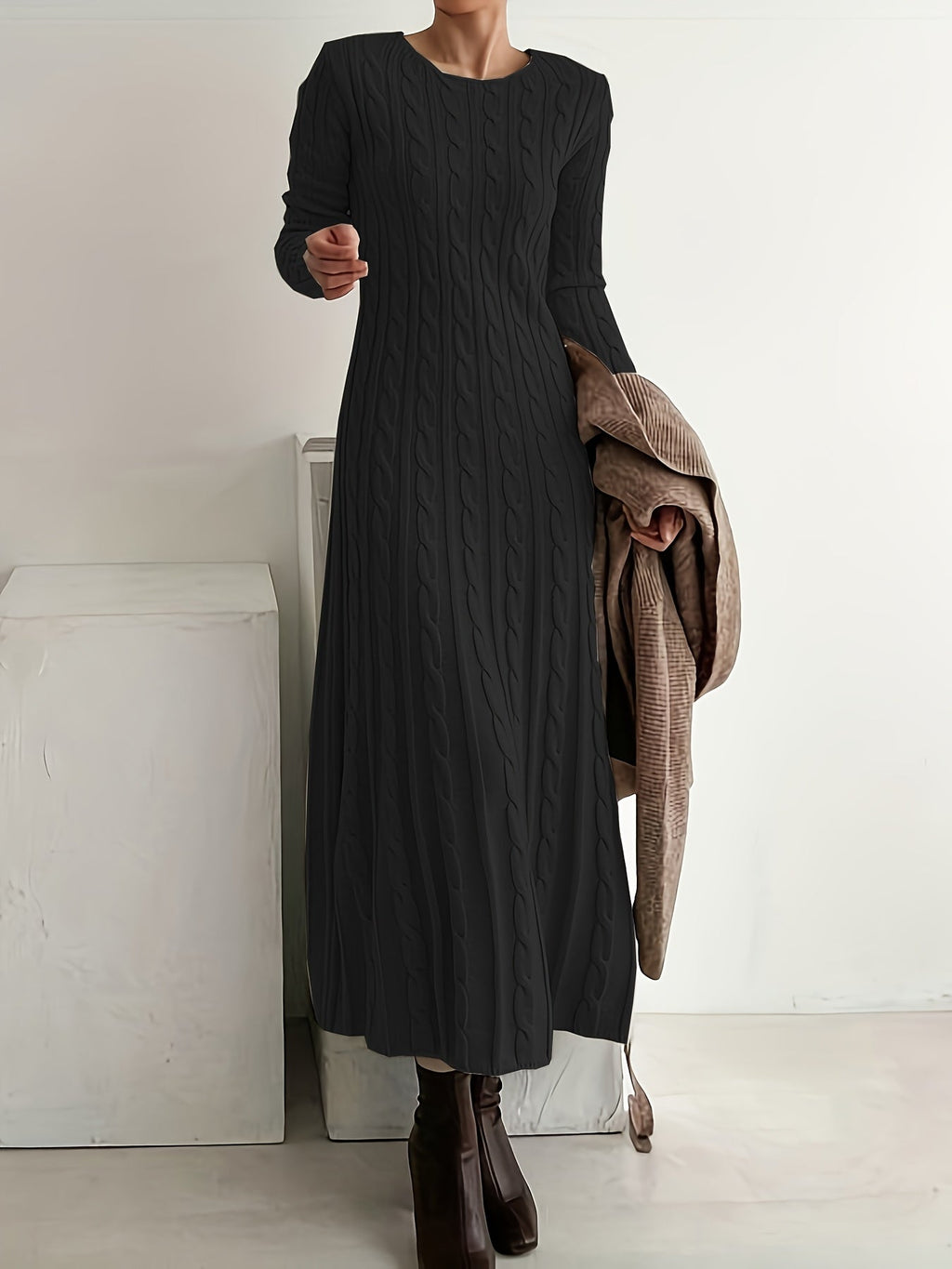 Evelyn | Cable Knit Maxi Dress