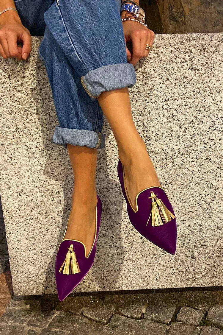 Portia - Boho Fringe Loafers
