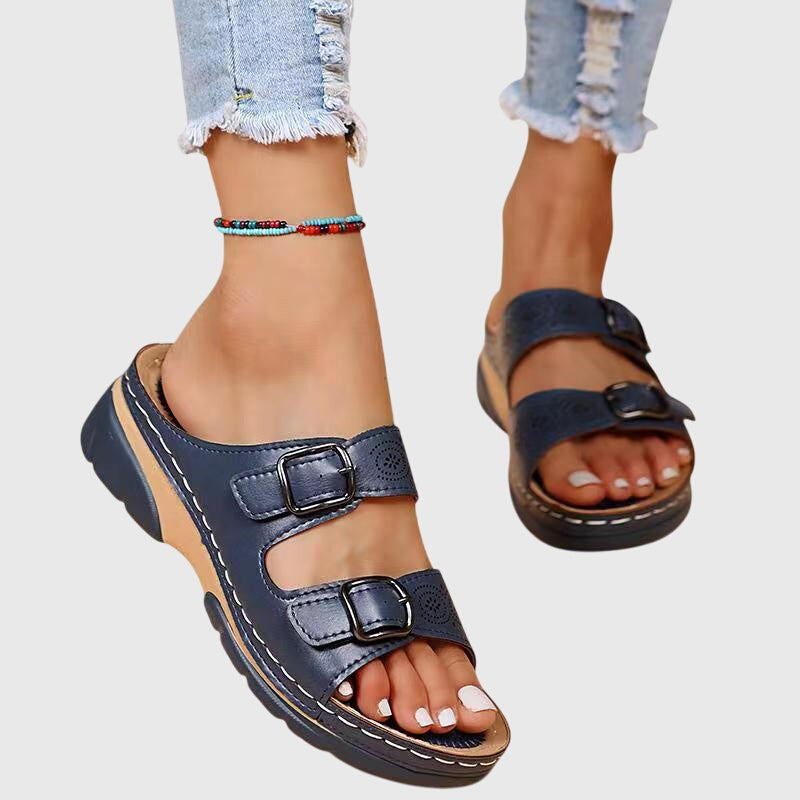 Diora Leather Wedge Sandals