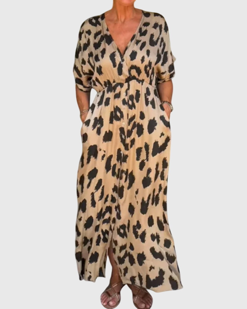 Elizabeth short-sleeve dress with breathable layered details