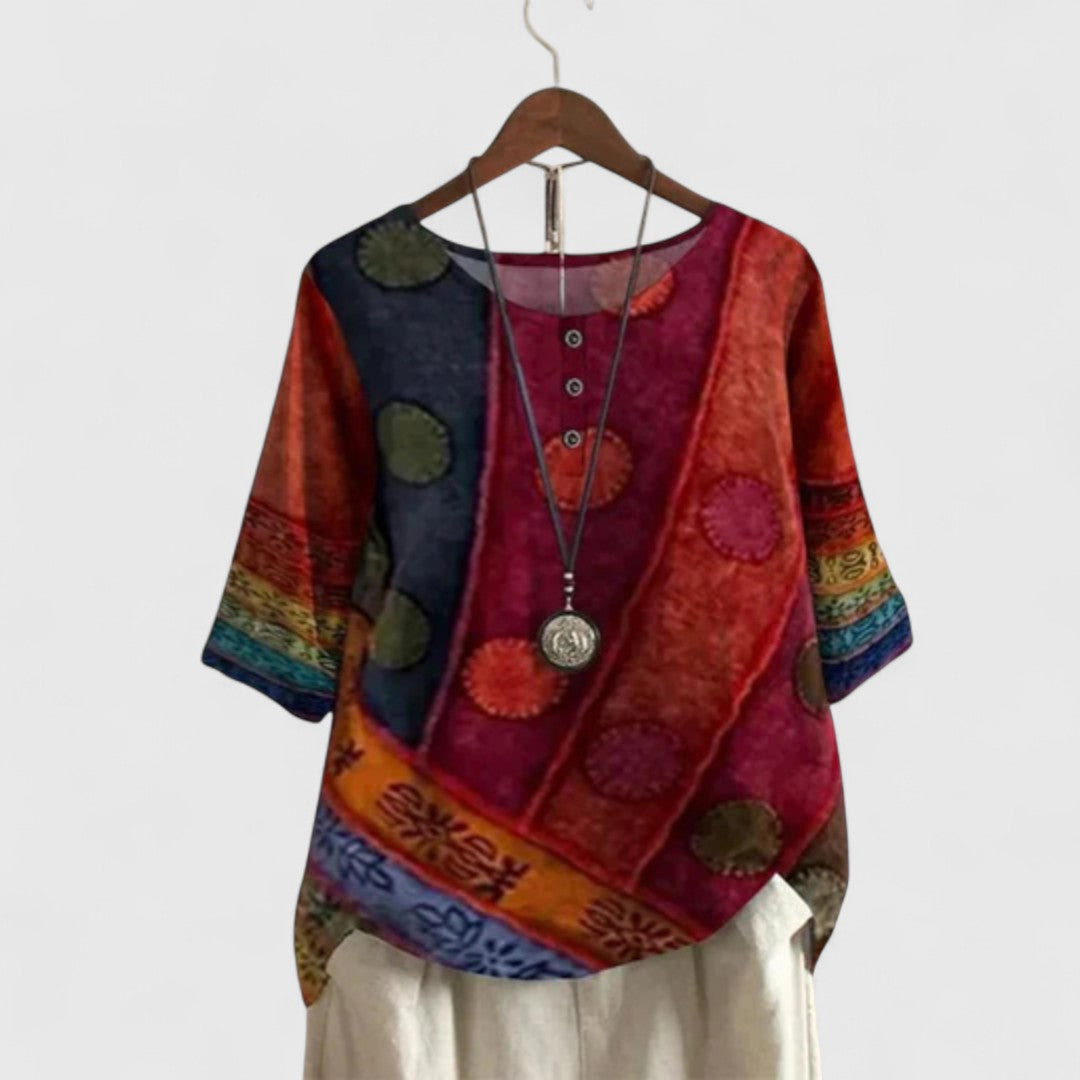 Sacha elegant patchwork short sleeve blouse