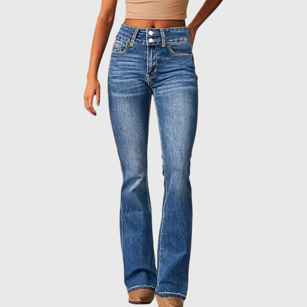 Camille sophisticated flare-leg pants with front zipper detail
