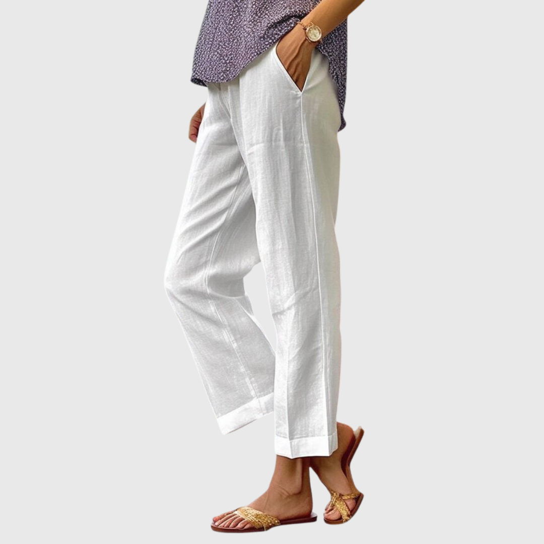 Agnes elegant women straight-leg pants with subtle front pocket detail