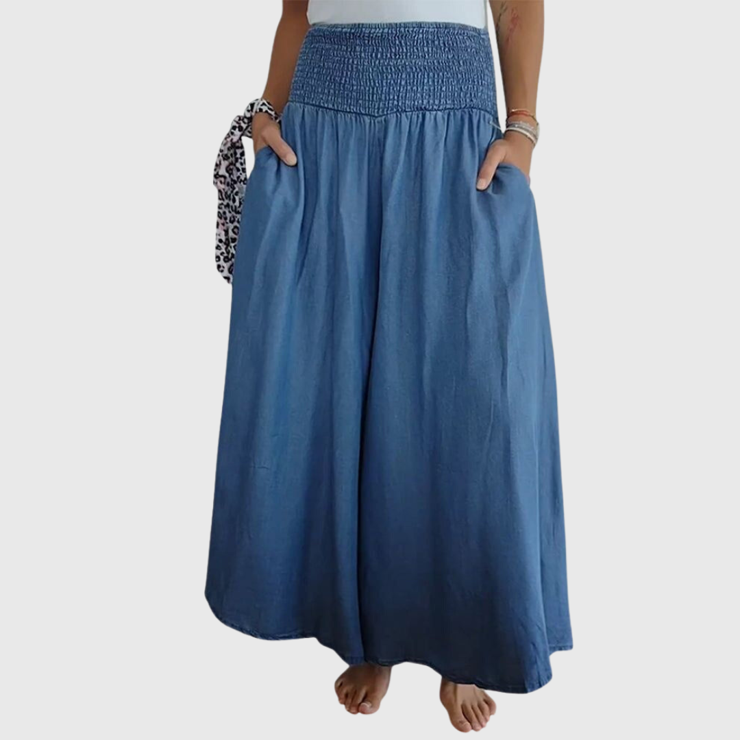 Rosalie wide-leg bohemian comfortable pants with high elastic waist