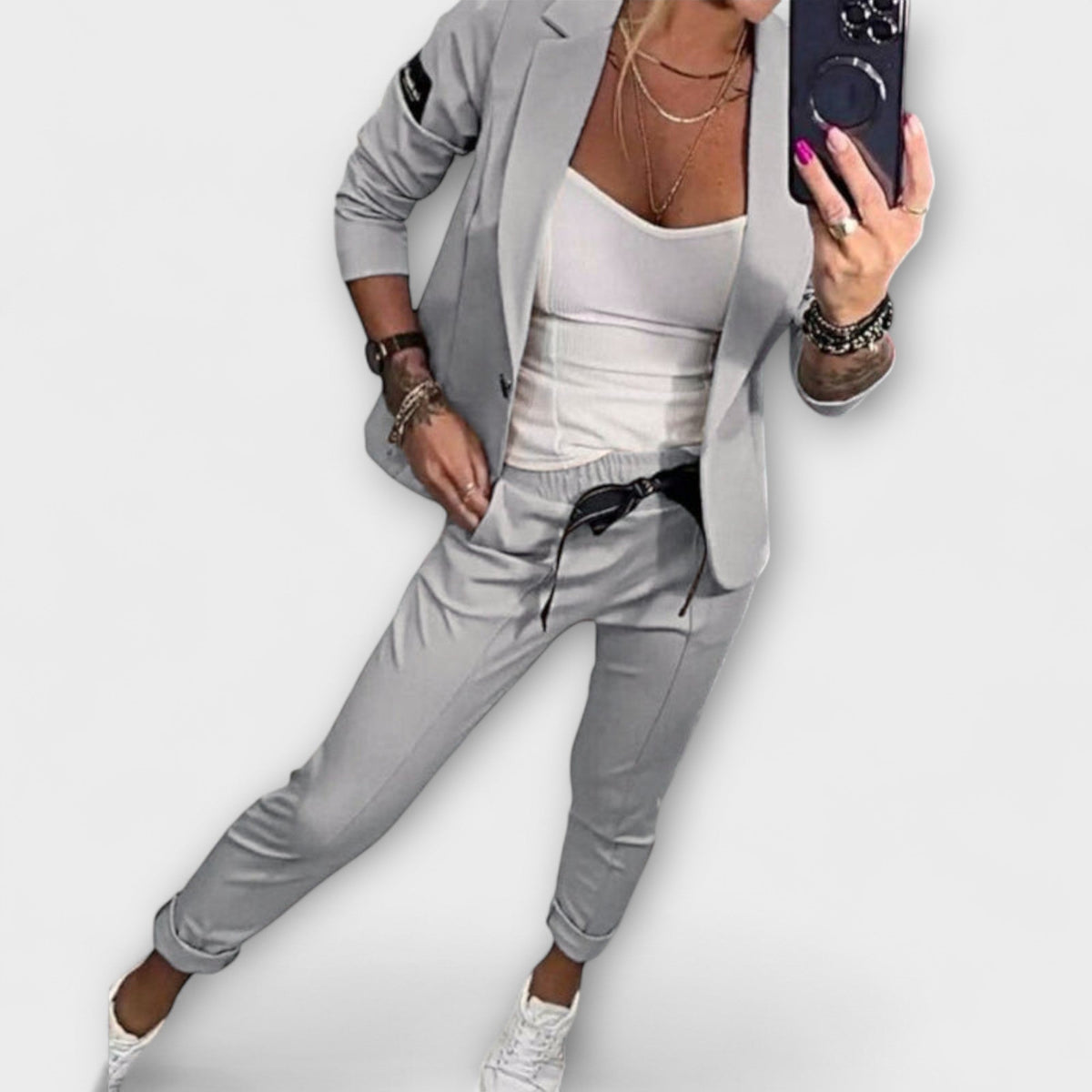 Vionne - Elegant Top, Jacket, and Trousers Set