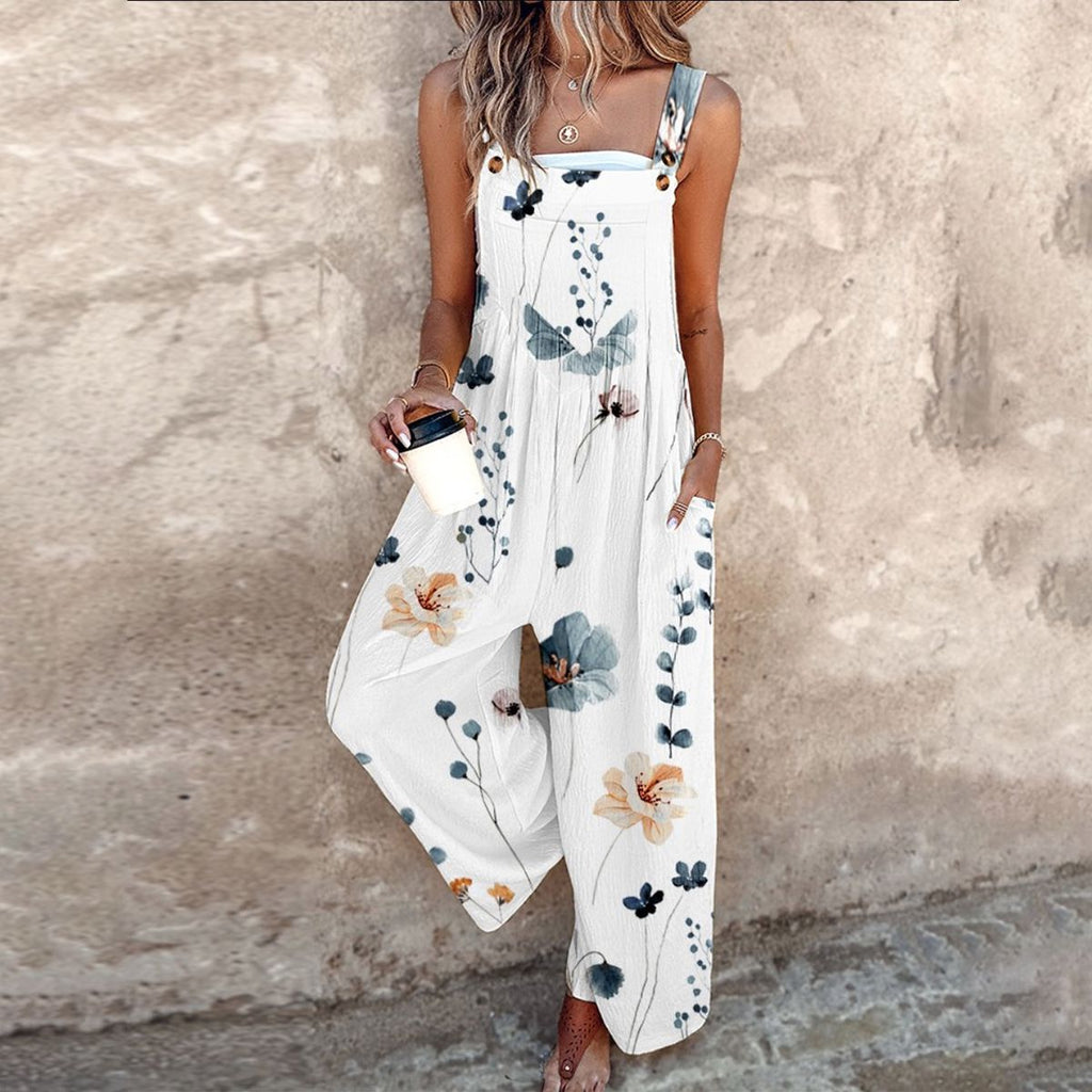 Amandine - Contrasting Floral Boho Overalls