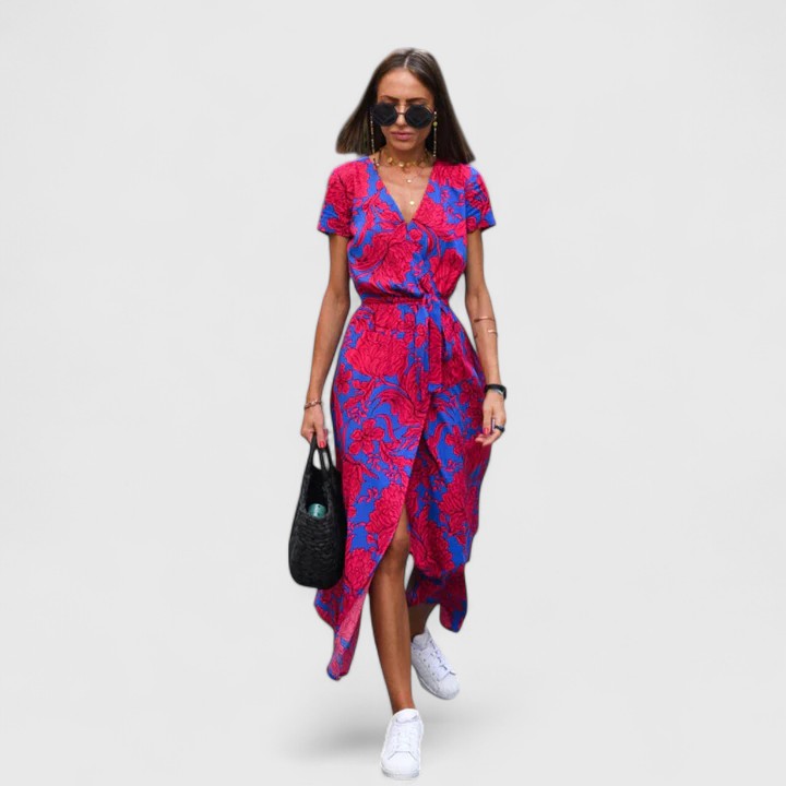 Colette - Wrap-Style Side-Slit Midi Dress
