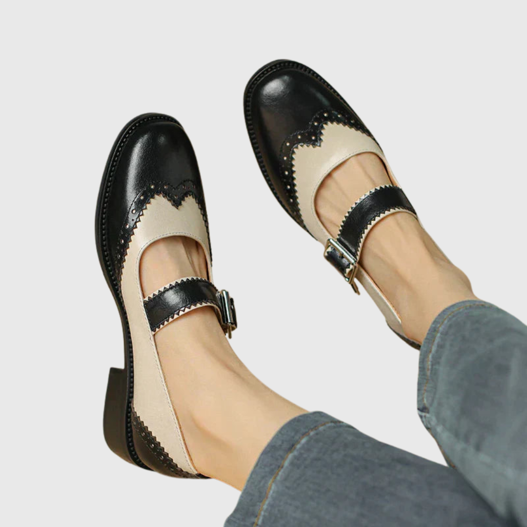 Marie handcrafted perforated brogue T-strap Mary Janes with punchwork
