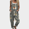 Amelie textured grey llama pattern loose overalls