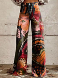Isabella 1 soft organic pattern boho vintage wide-leg pants for women