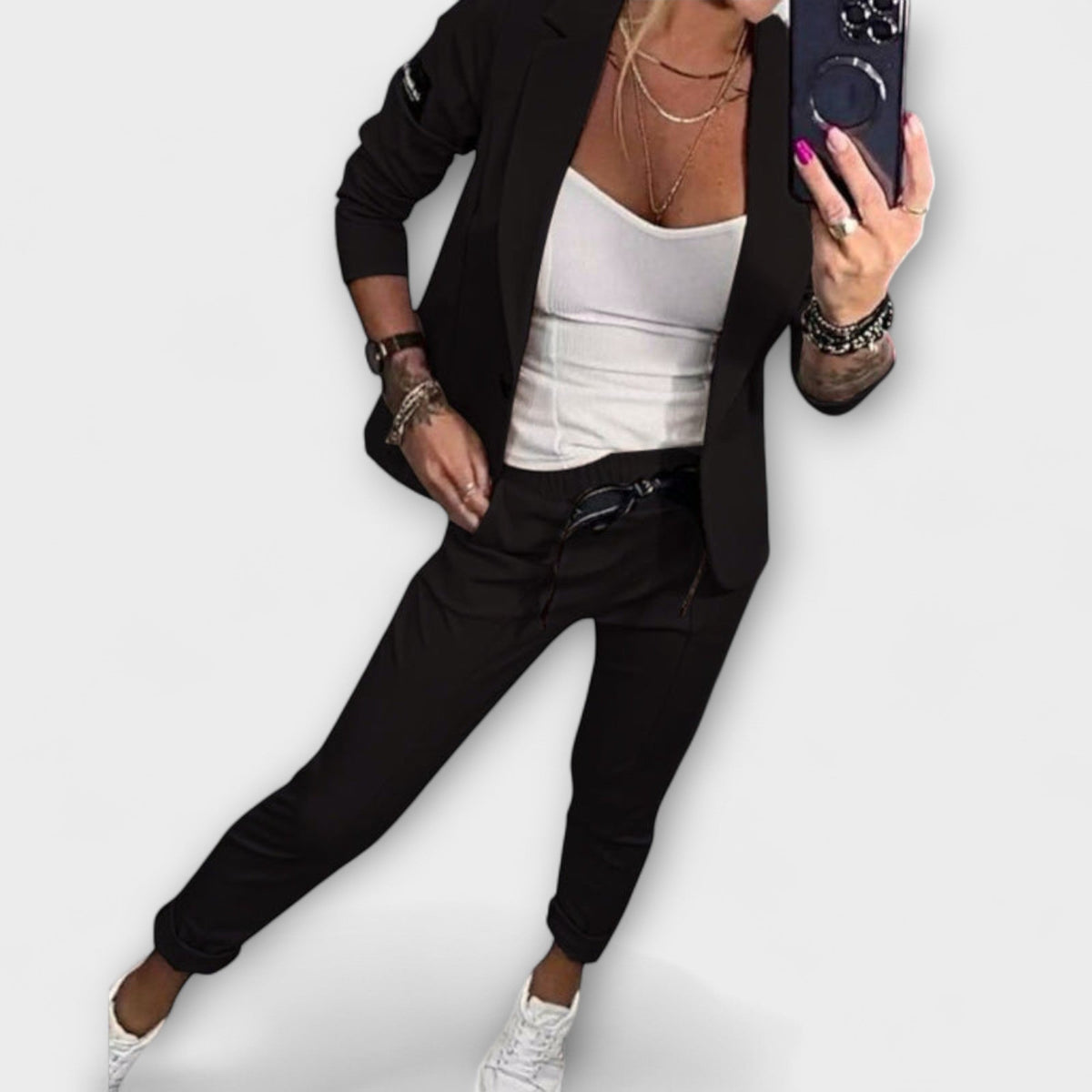 Vionne - Elegant Top, Jacket, and Trousers Set