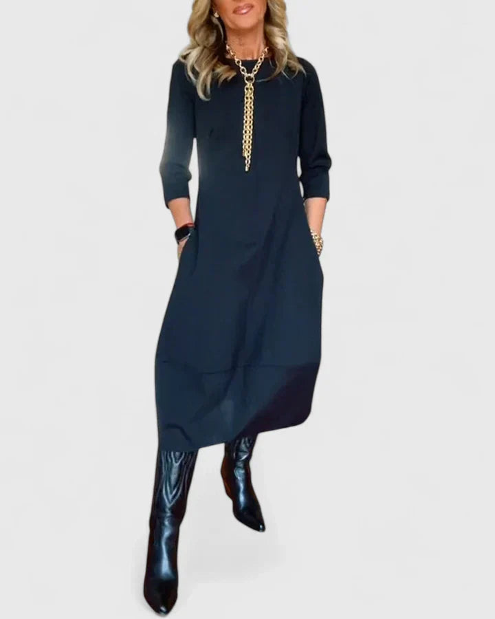 Natalia - Relaxed Crewneck Midi Dress