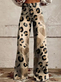 Lara authentic print bohemian wide-leg pants with elastic waist