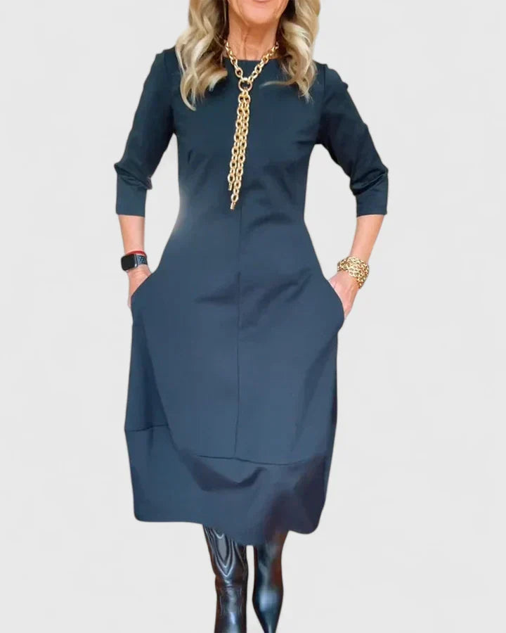 Natalia - Relaxed Crewneck Midi Dress