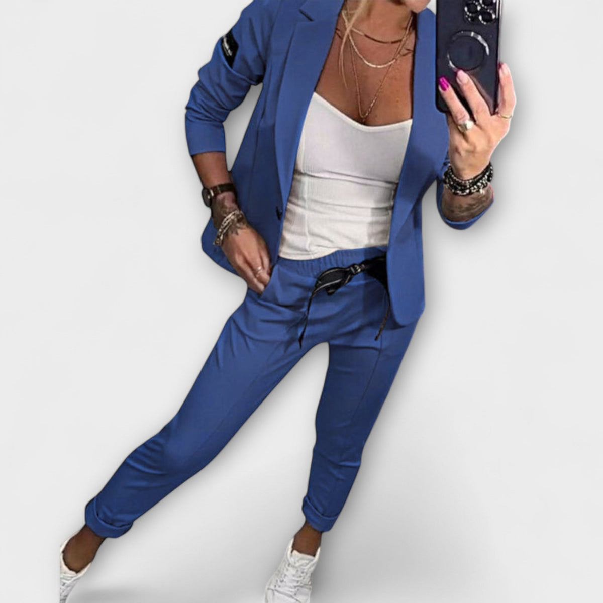 Vionne - Elegant Top, Jacket, and Trousers Set