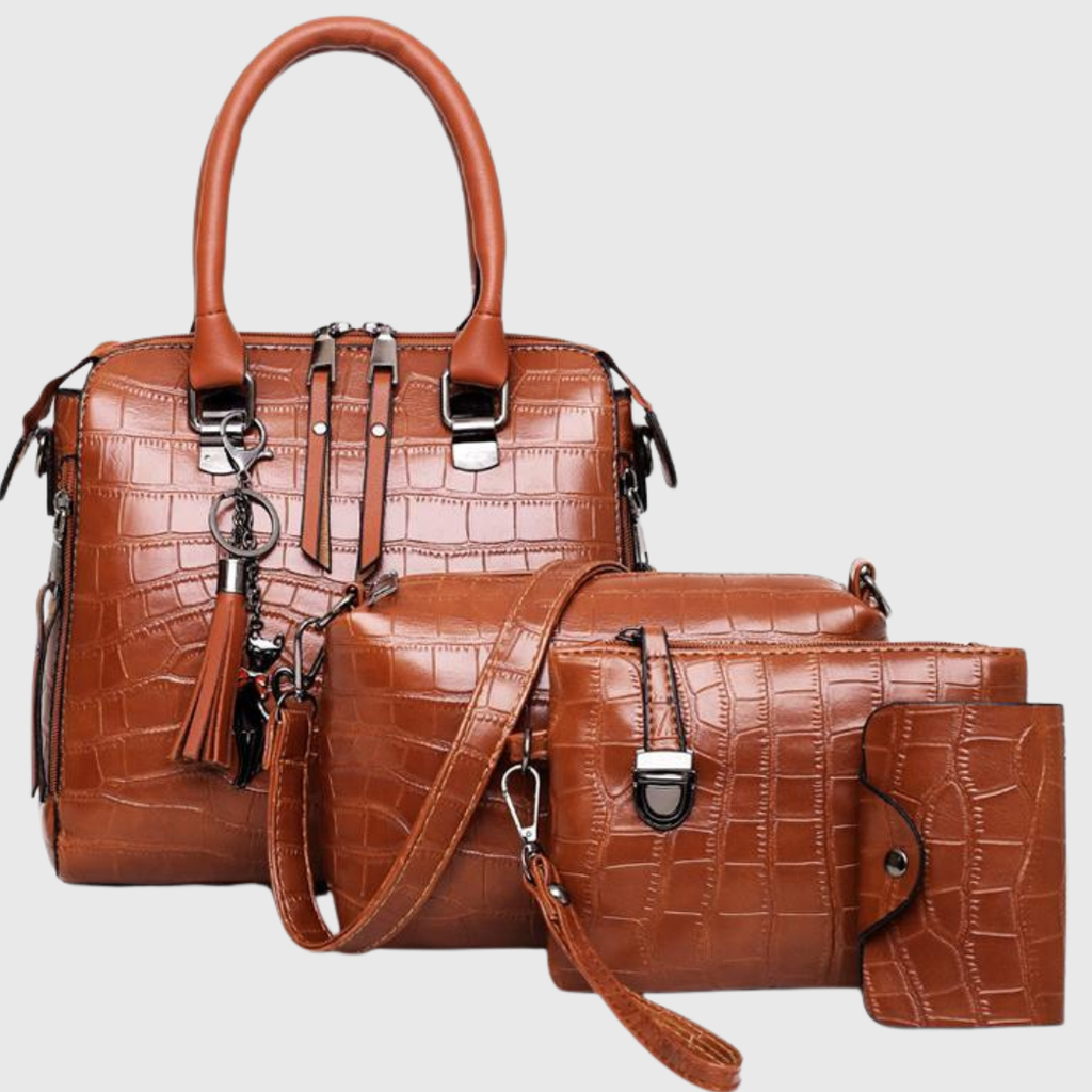 Auriane 4 piece croc pattern handbag set
