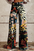 Iris slender boho printed wide-leg pants for women