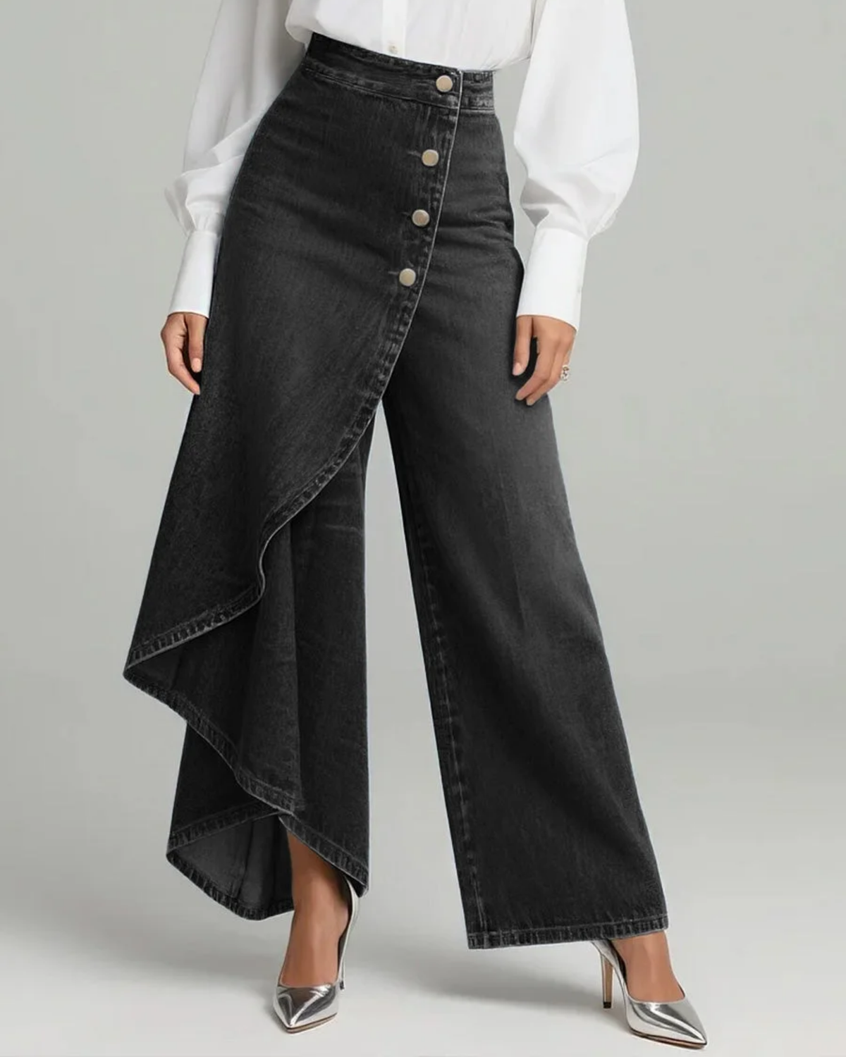 Maelys - Tie-Waist Denim Trousers