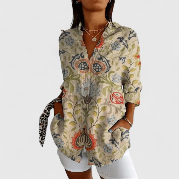 Élodie - Floral Button-Front Airy Blouse