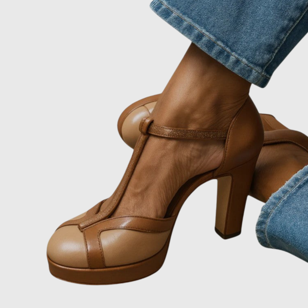 Nadia vintage T-strap block heel pumps