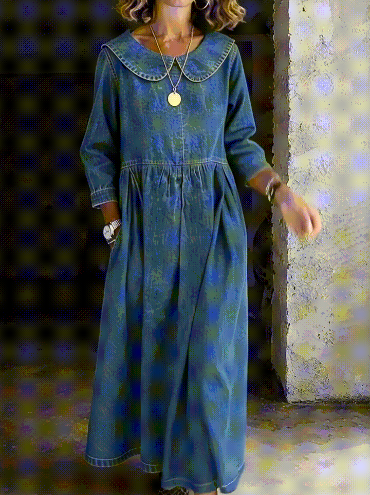 Manon - Peter Pan Collar Denim Dress