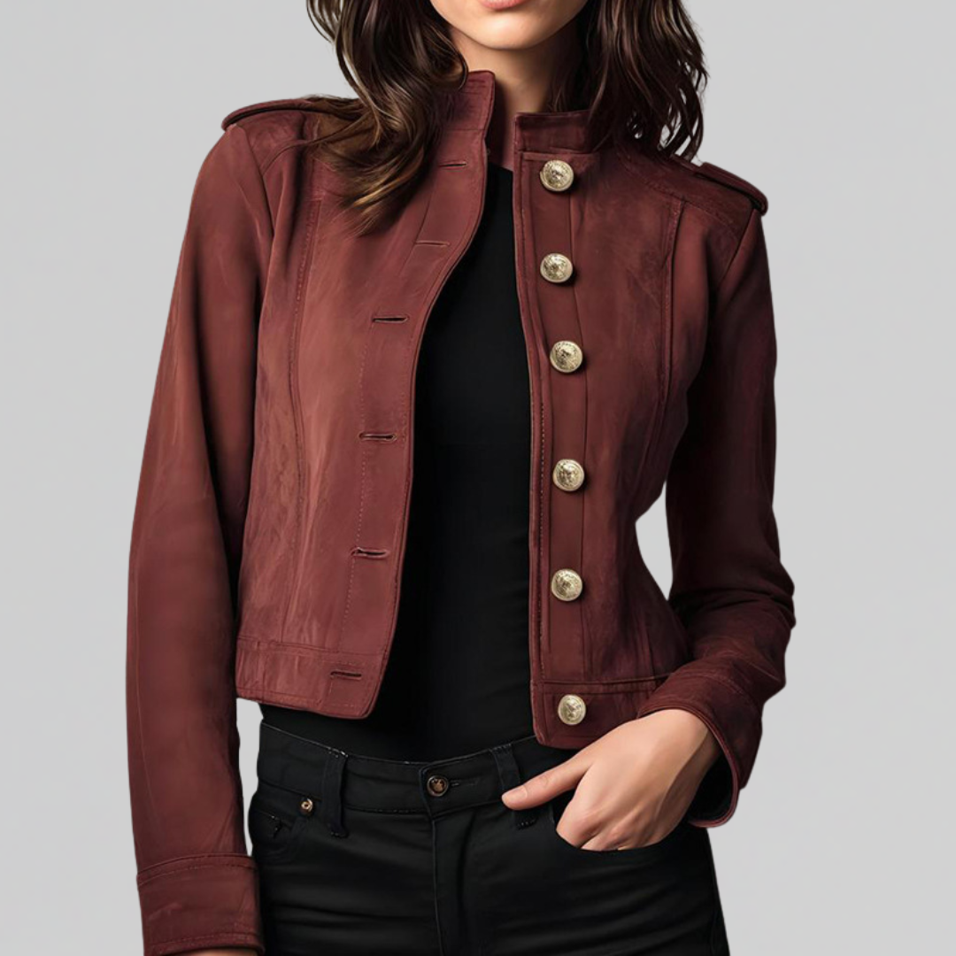 Bianca structured button jacket with gold details