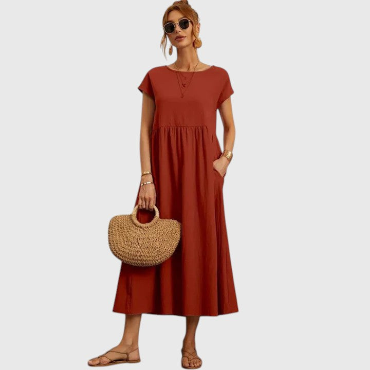 Fenella | Crewneck Pocket Midi Dress