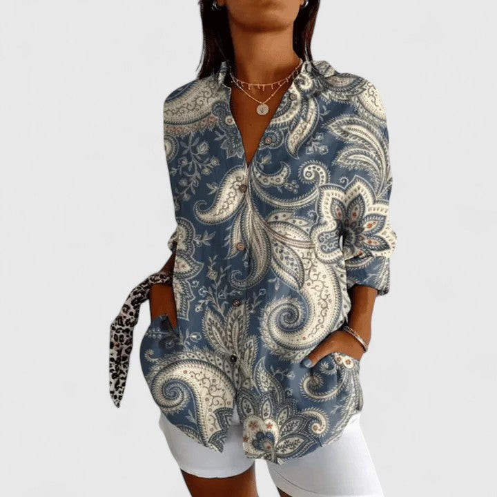 Élodie - Floral Button-Front Airy Blouse