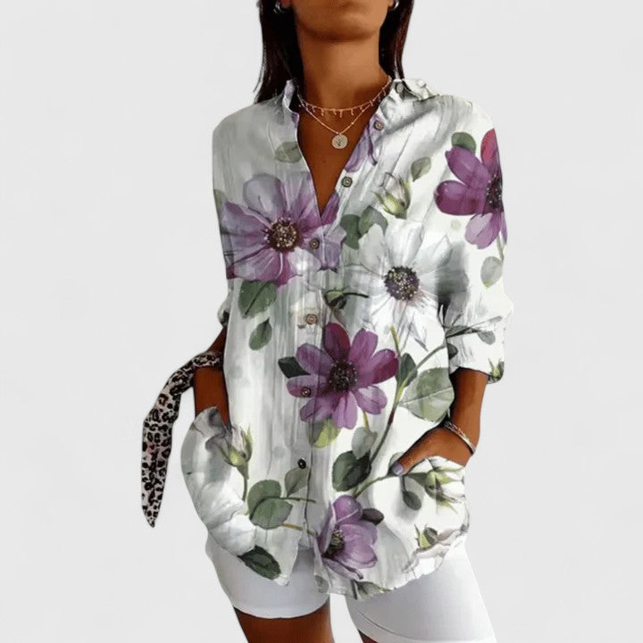 Élodie - Floral Button-Front Airy Blouse