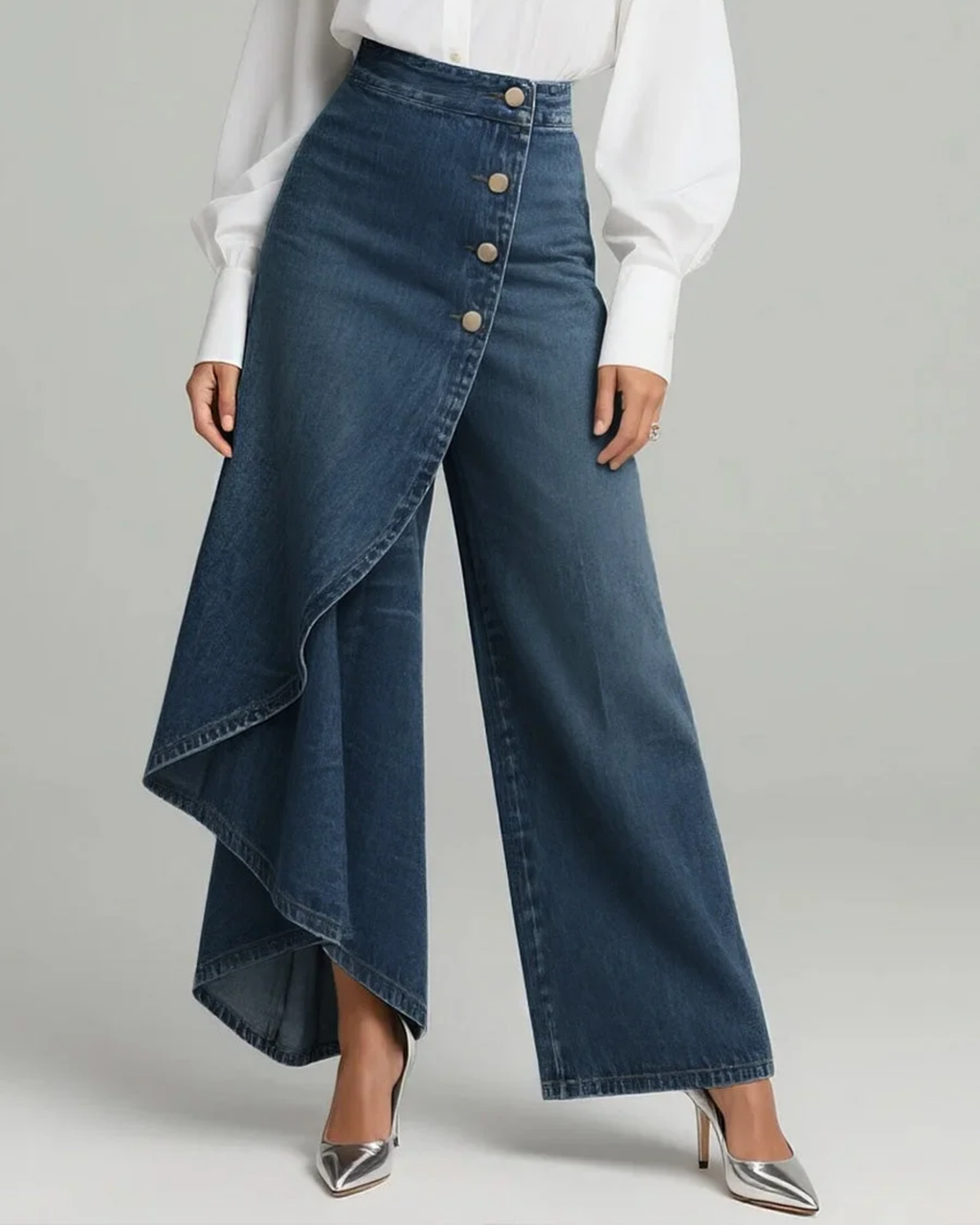 Maelys - Tie-Waist Denim Trousers