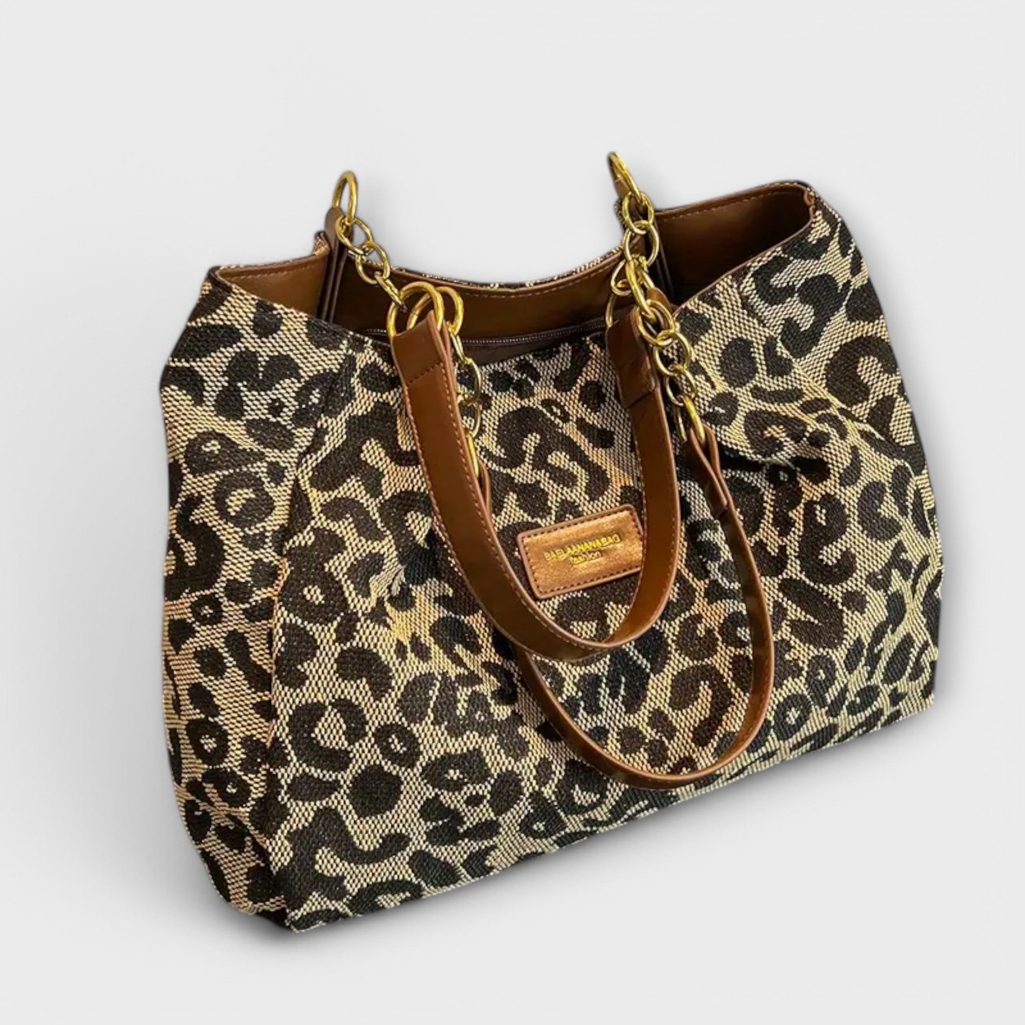 Elodiane leopard print canvas tote bag