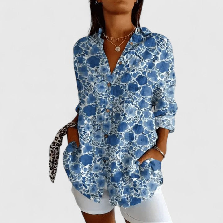 Élodie - Floral Button-Front Airy Blouse