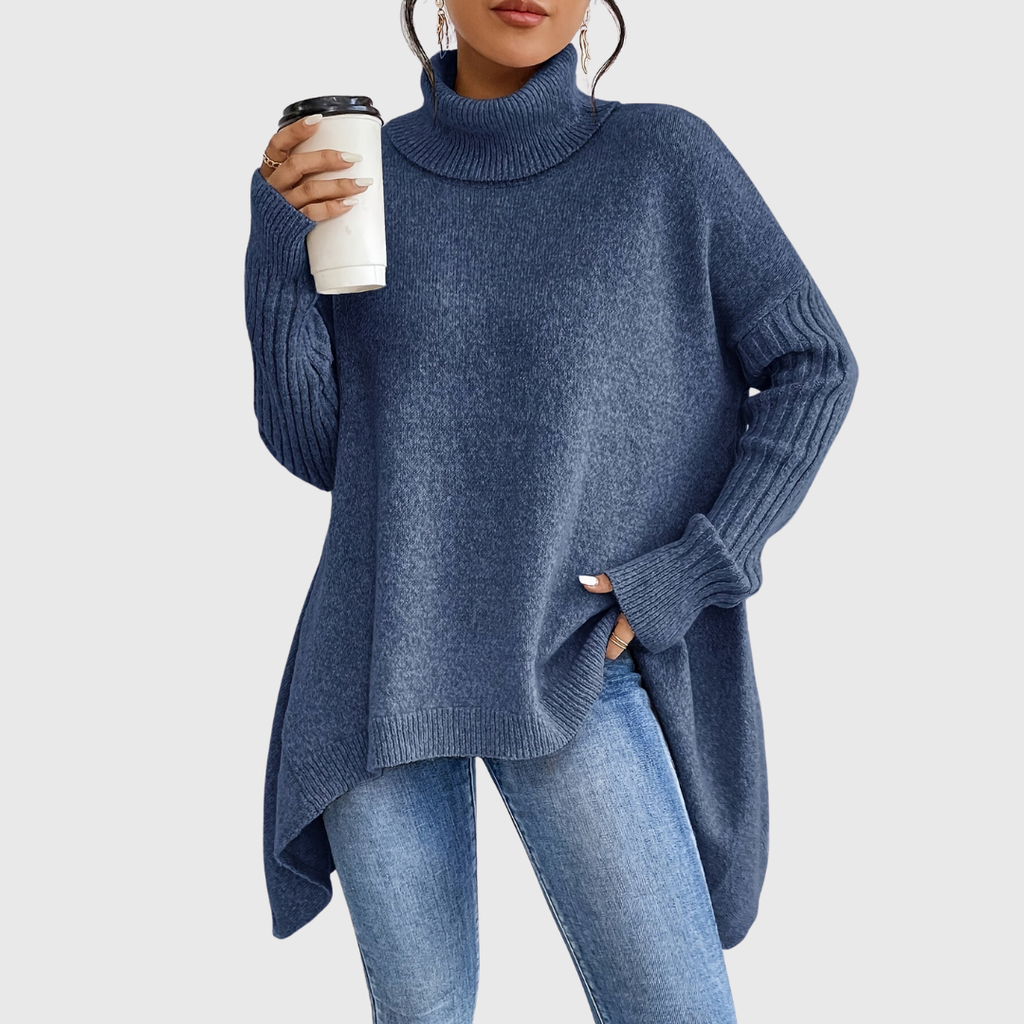 Sylvie comfortable high neck draped sweater