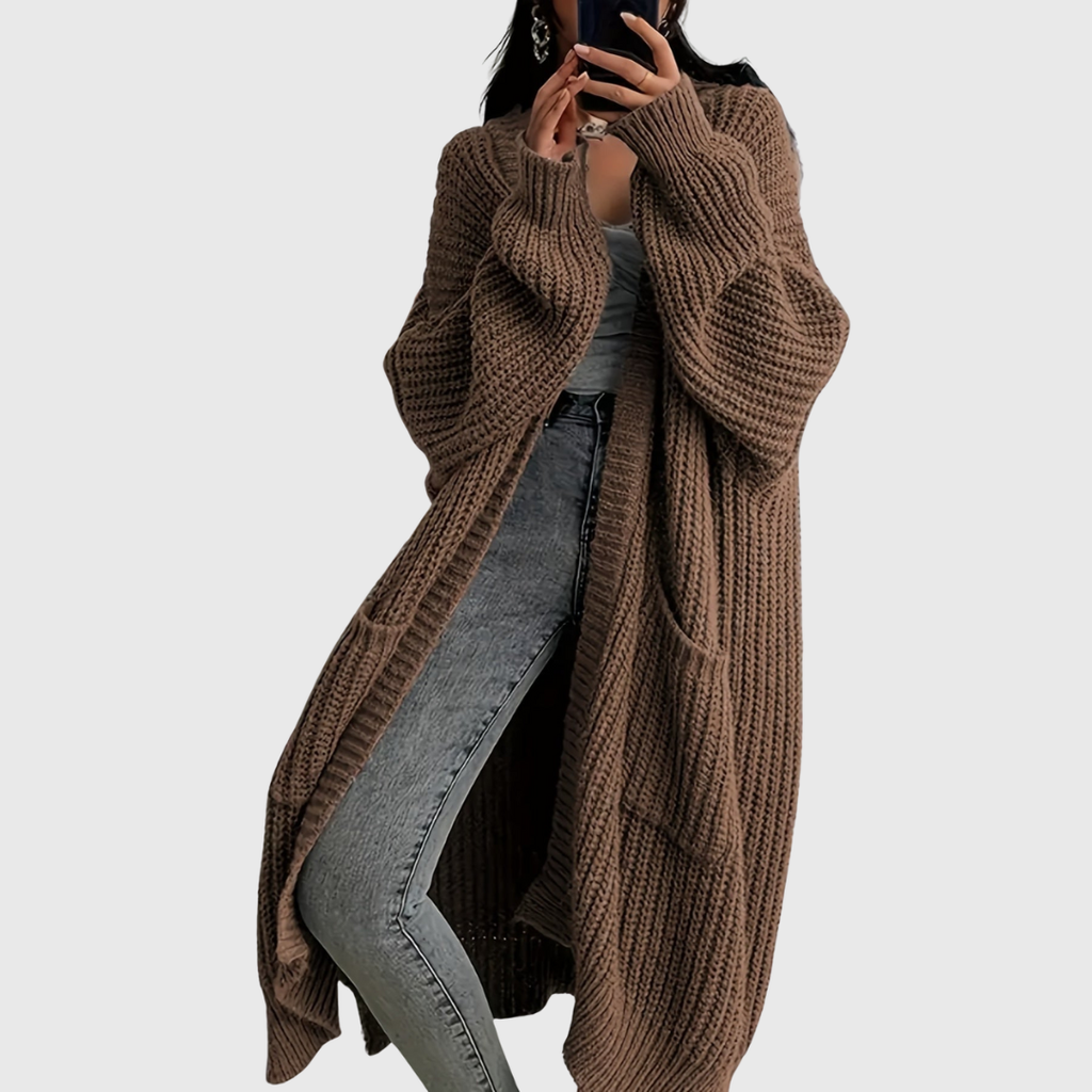 Alice cozy longline green knit cardigan