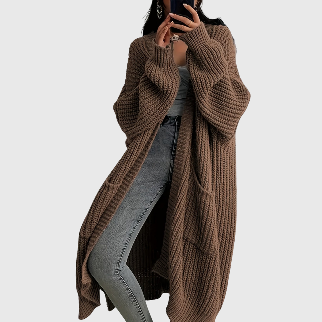 Alice cozy longline green knit cardigan