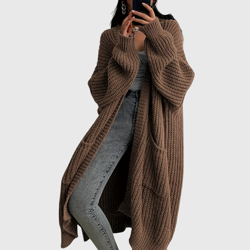 Alice cozy longline green knit cardigan