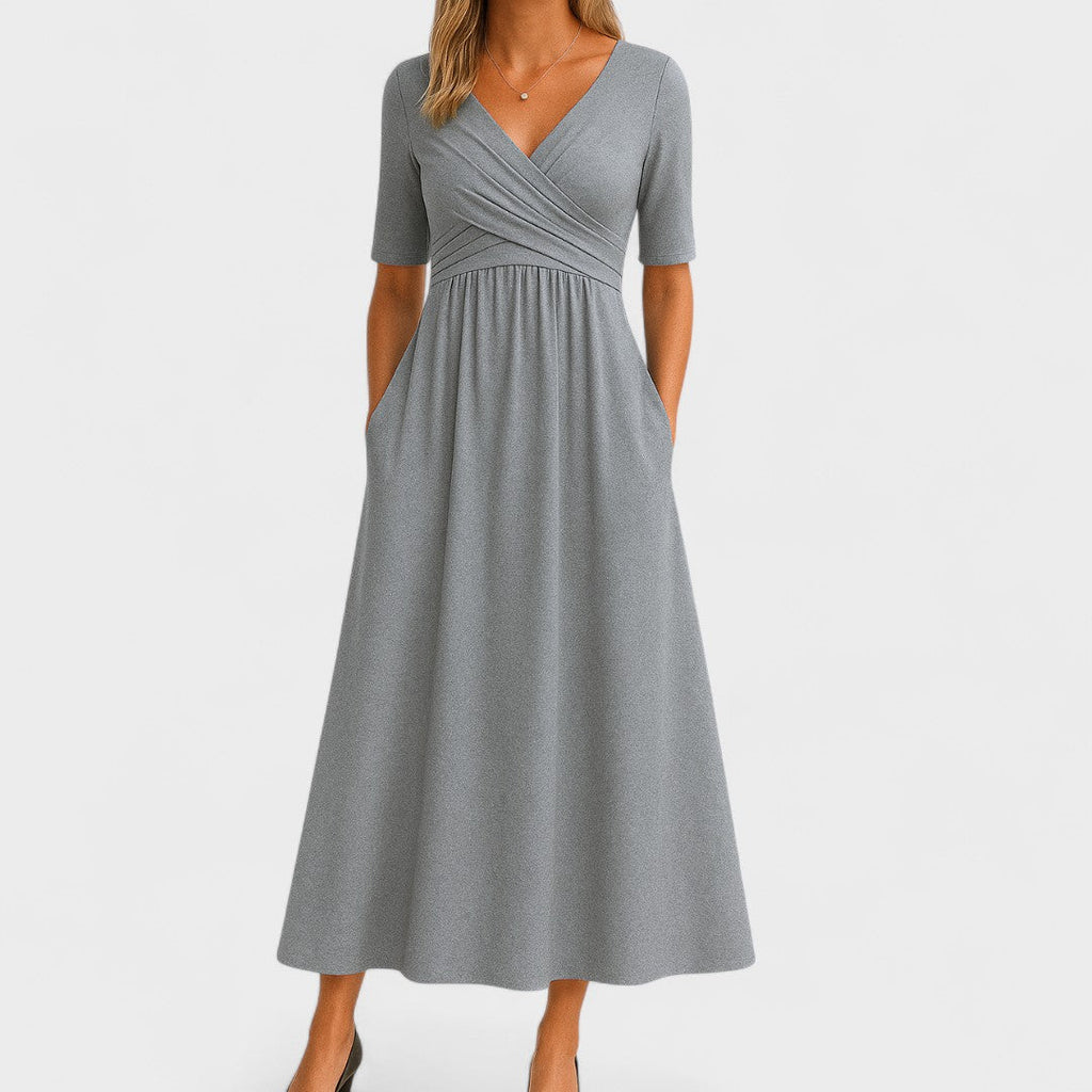 Phoebe Flare Midi Dress with flared A-line skirt and modern midi length