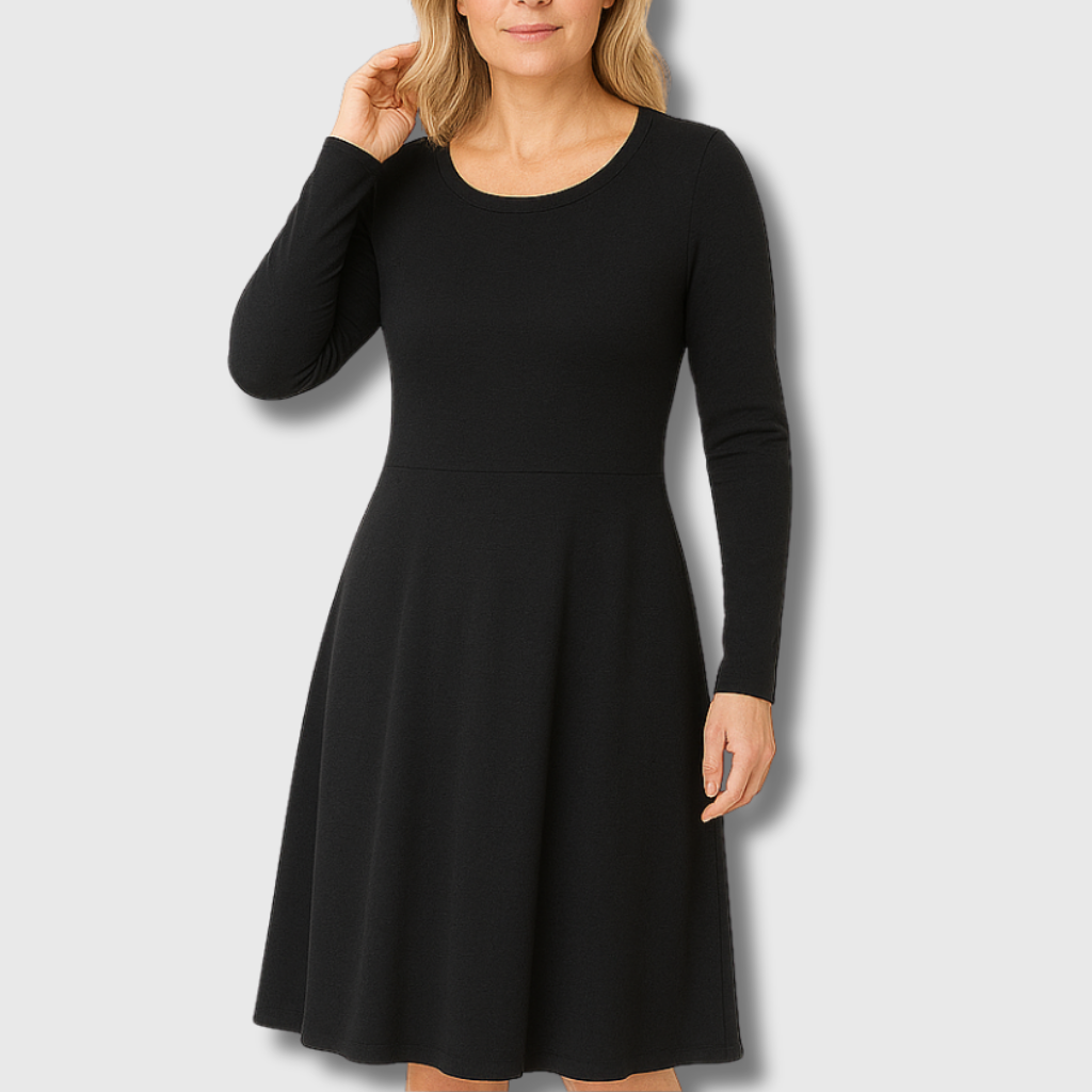 Ava Classic Fit-and-Flare Long Sleeve Dress