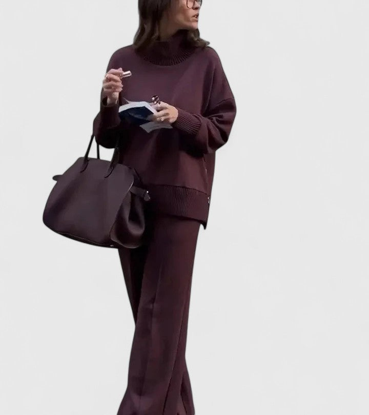 Avery sophisticated high-neck zip sweater and trousers set