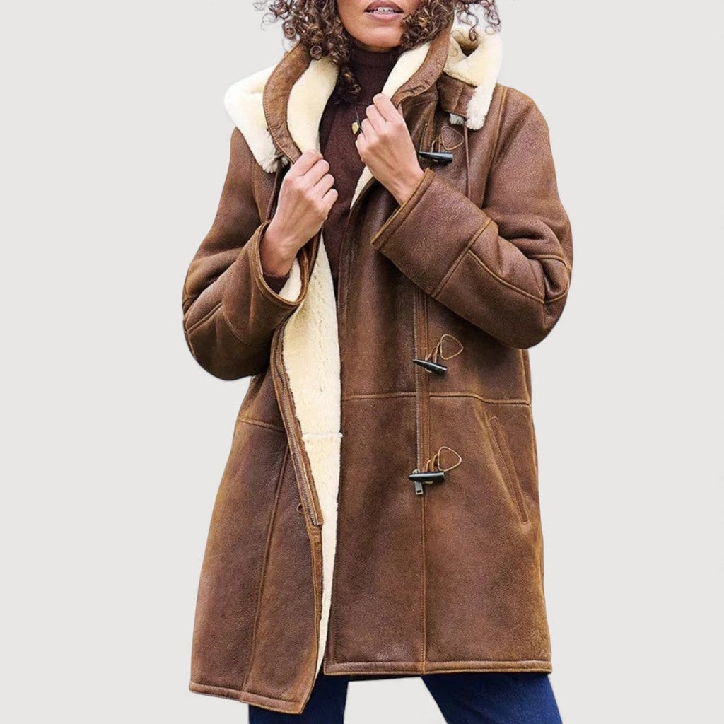 Bonny classic winter coat featuring a soft shearling finish and warm oversized hood.