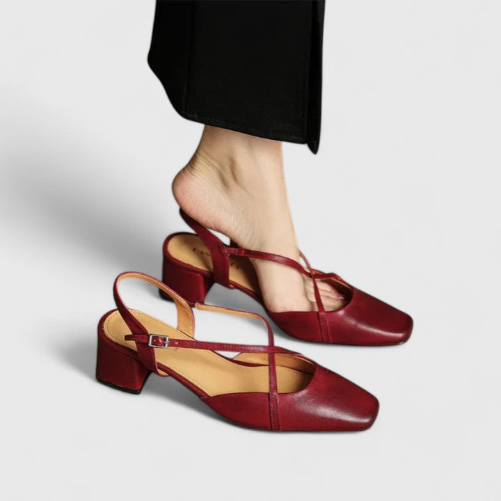 Mikaela closed square toe strappy block heels