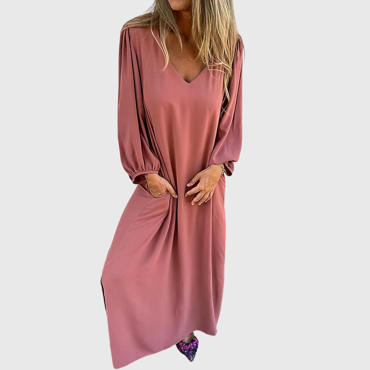 Carol - Boho Split Maxi Dress with Pockets