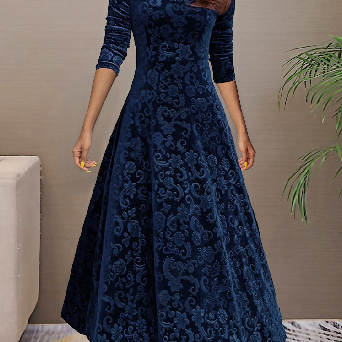 Nancy | Velvet Holiday Elegance Dress