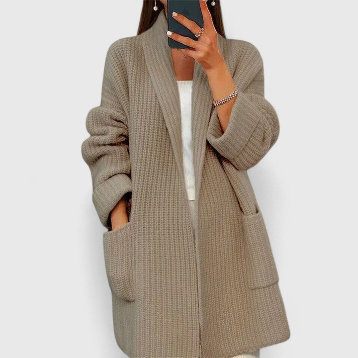 Jan - Ribbed Knit Open-Front Cardigan