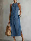 Soline - Vintage Lace Denim Dress