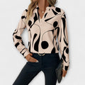 Julie abstract print split-neckline blouse in a relaxed drape