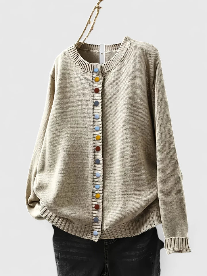 Kalynnah - Tummy-Hiding Decorative Button Cardigan