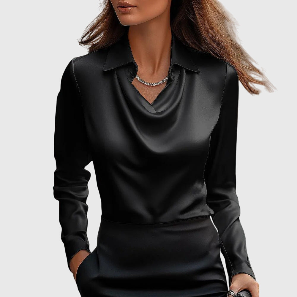 Agnès - Pleated Neckline Flowing Blouse